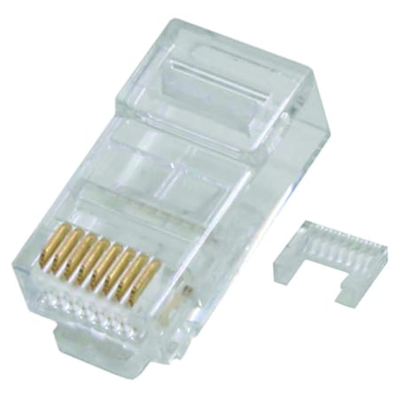 Modular Plugs, 100 Pack - Cat5E, Rj45 (8P8C) W/ Load Bar, Round, Stranded, 50U Gold